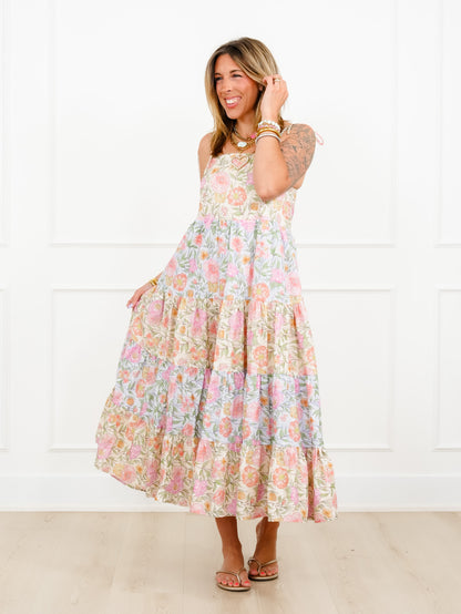 Plus/Reg Floral Print Sleeveless Tiered Maxi Dress