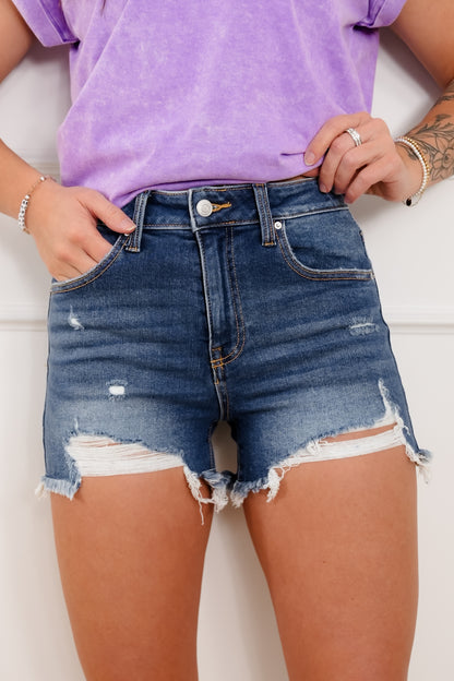 Door Buster! Zenana Dark Wash Distressed Denim Shorts
