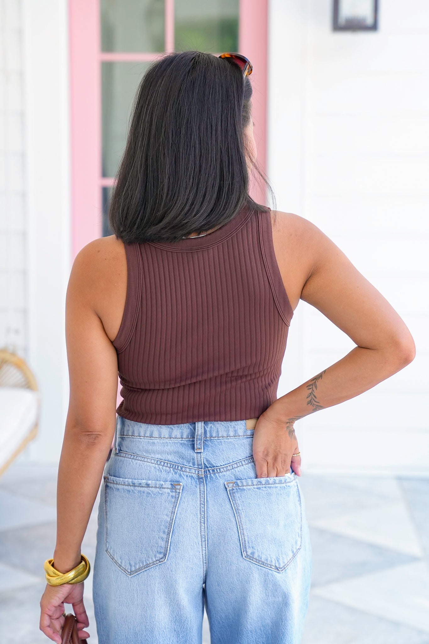 Wide Ribbed Sleeveless Tank Top