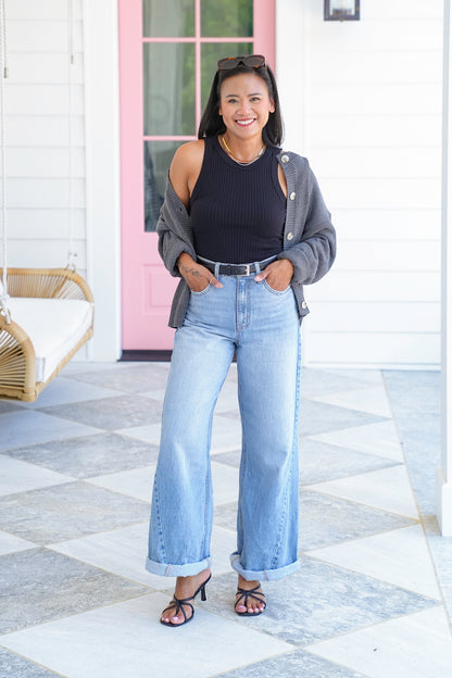 Wide Ribbed Sleeveless Tank Top
