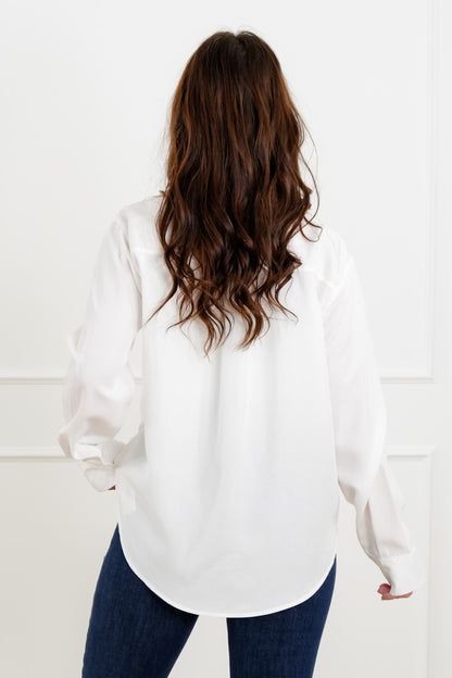 White Long Sleeve Button Down Top