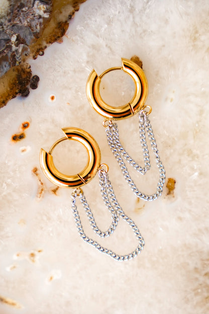 Mila + Stevie Josie Mixed Metal Fringe Huggie Earrings