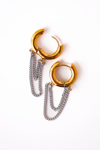 Mila + Stevie Josie Mixed Metal Fringe Huggie Earrings