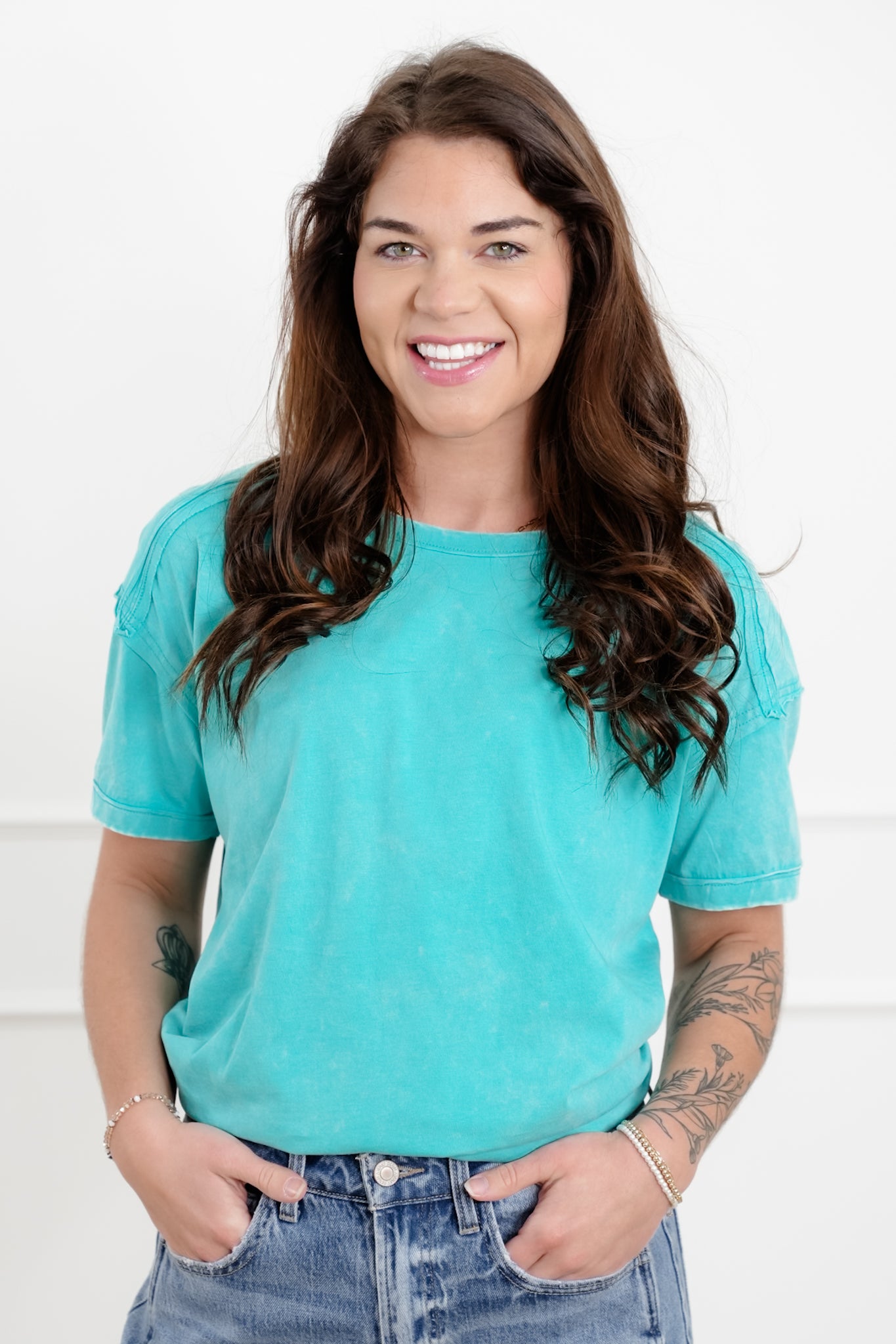 Door Buster! Zenana Acid Washed Round Neck Tee Shirt