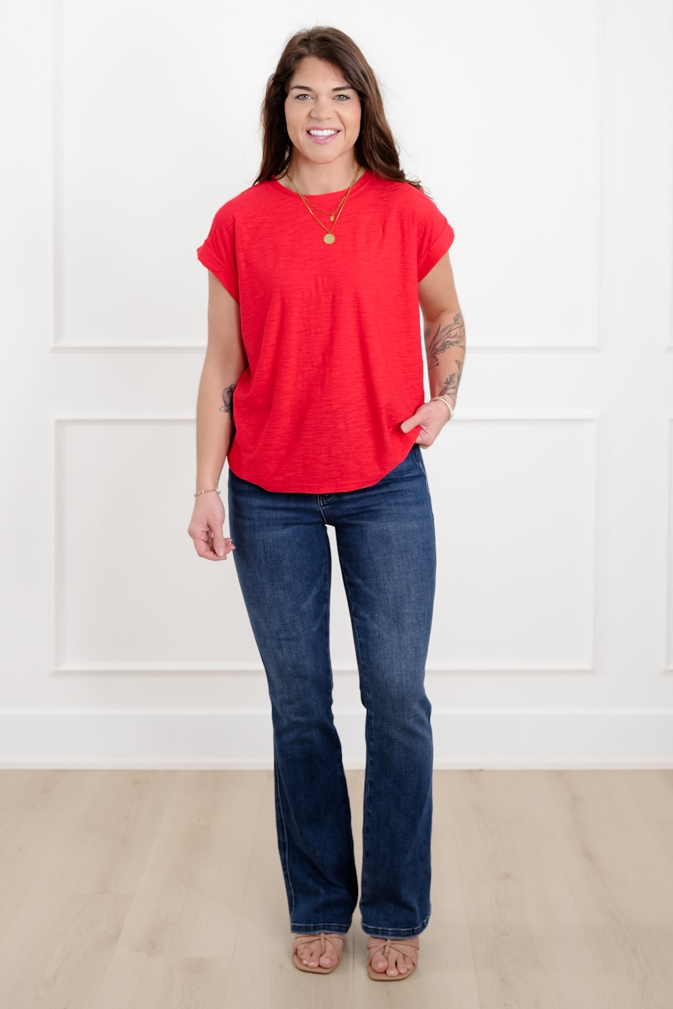 Door Buster! Zenana Slub Cuffed Sleeve Tee