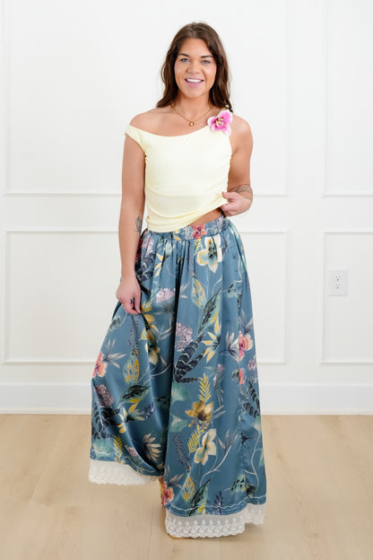 Solid Tank Top with Flower Accent