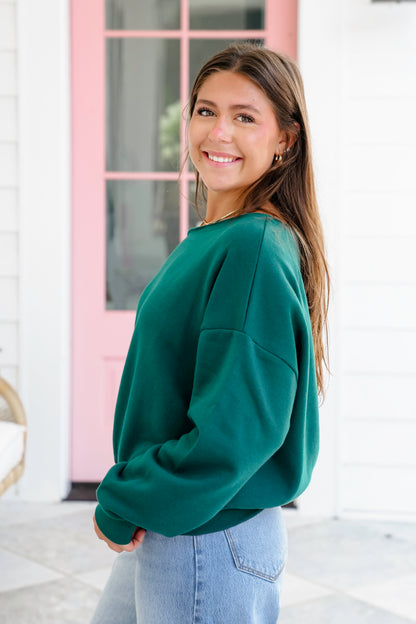Plus/Reg French Terry Long Sleeve Off Shoulder Top
