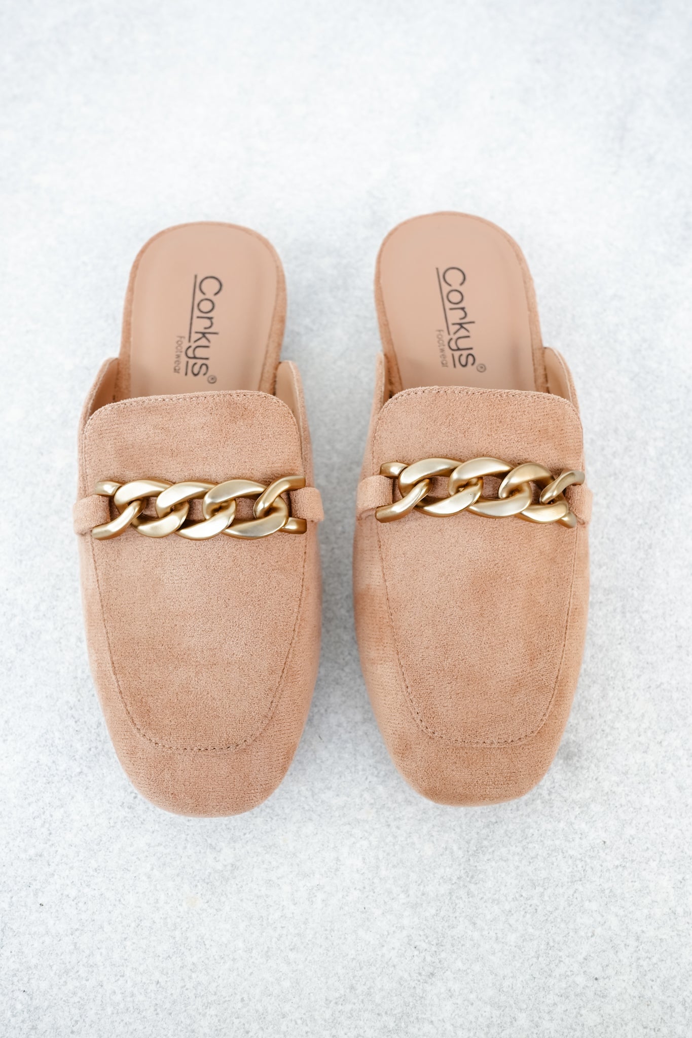 Corky's "Keep Sake" Vegan Suede Chain Detail Slip On Mule