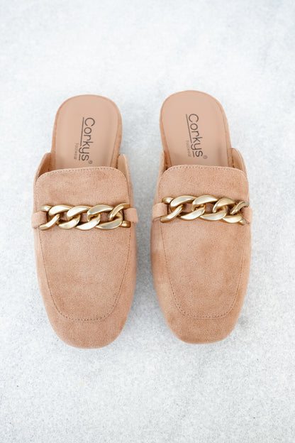 Corky's "Keep Sake" Vegan Suede Chain Detail Slip On Mule