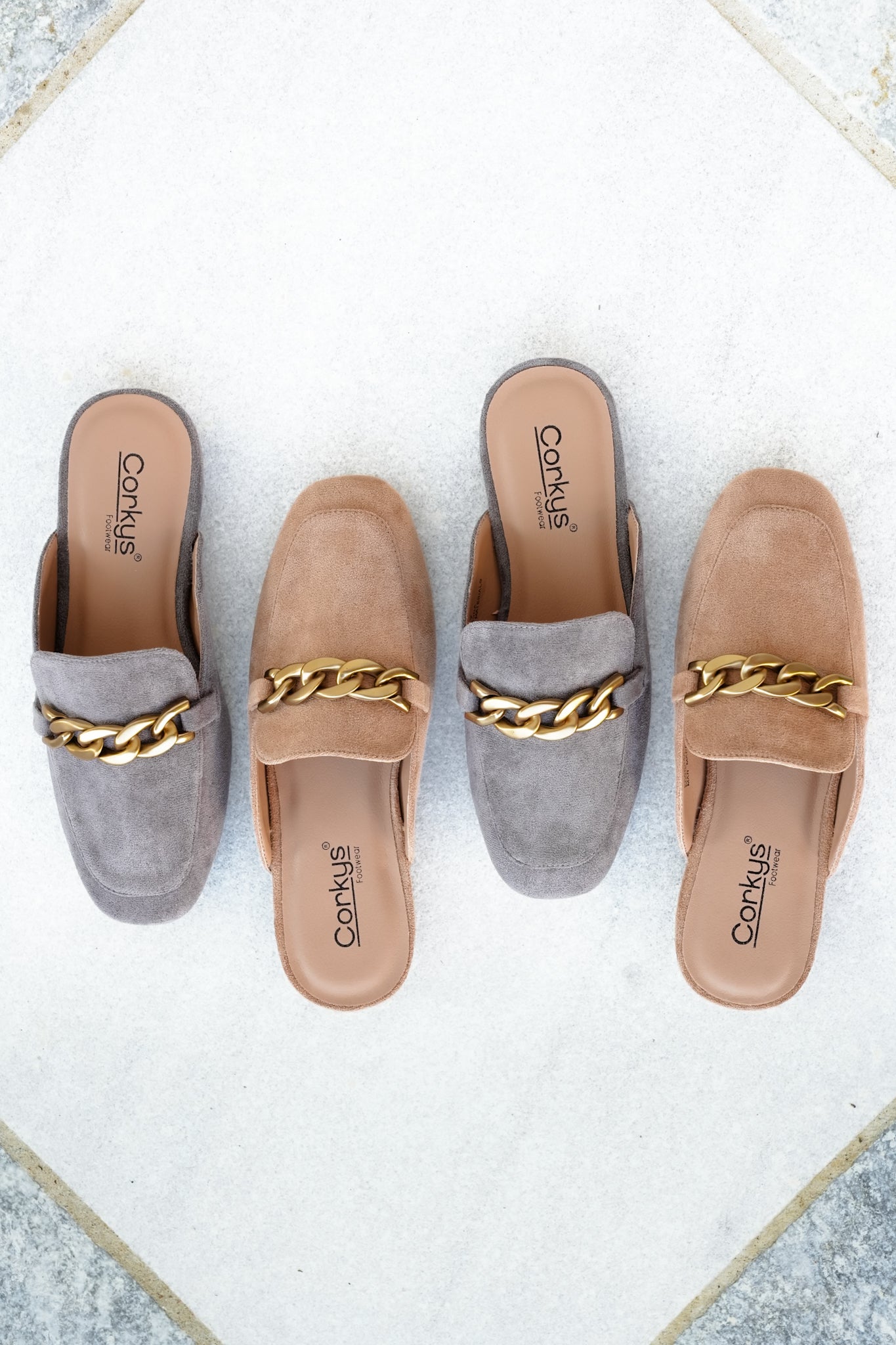 Corky's "Keep Sake" Vegan Suede Chain Detail Slip On Mule