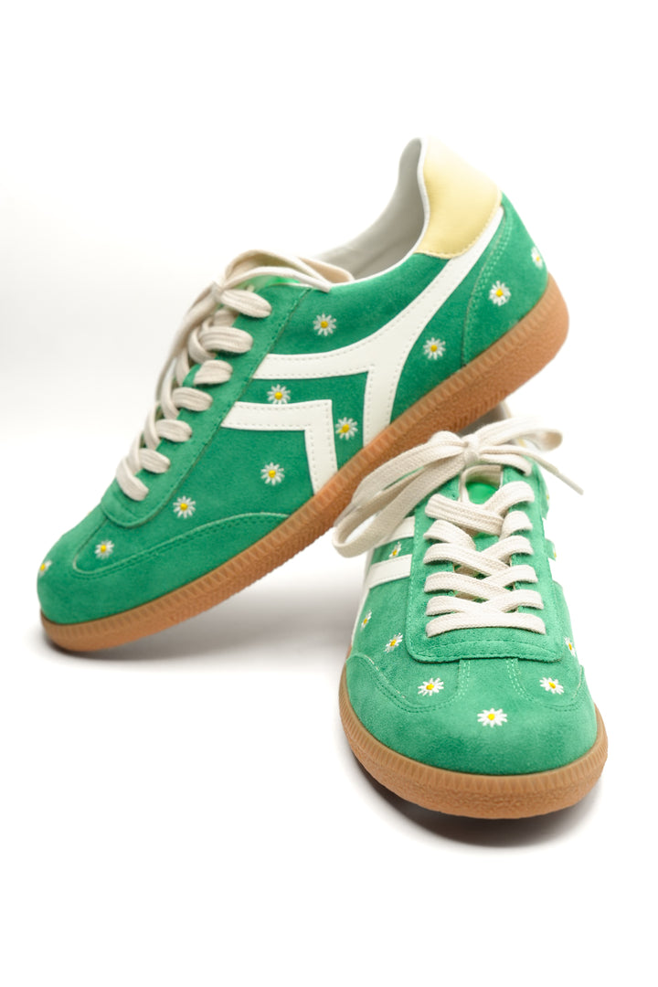 Daisy Embroidered Vegan Suede Retro Sneaker