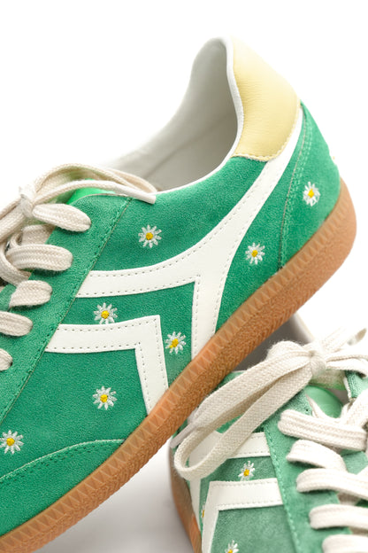 Daisy Embroidered Vegan Suede Retro Sneaker