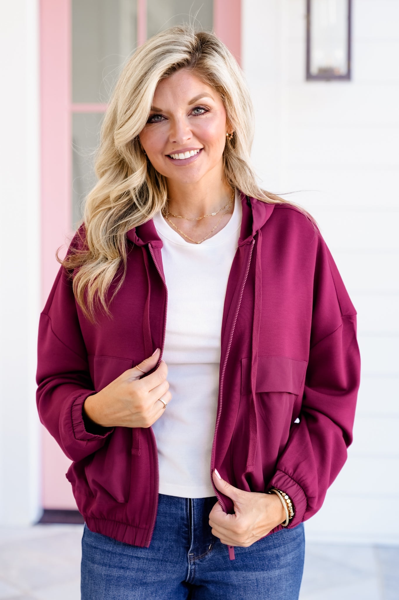 Poppy Day Door Buster! Zenana Soft Scuba Full Zip Hoodie Jacket