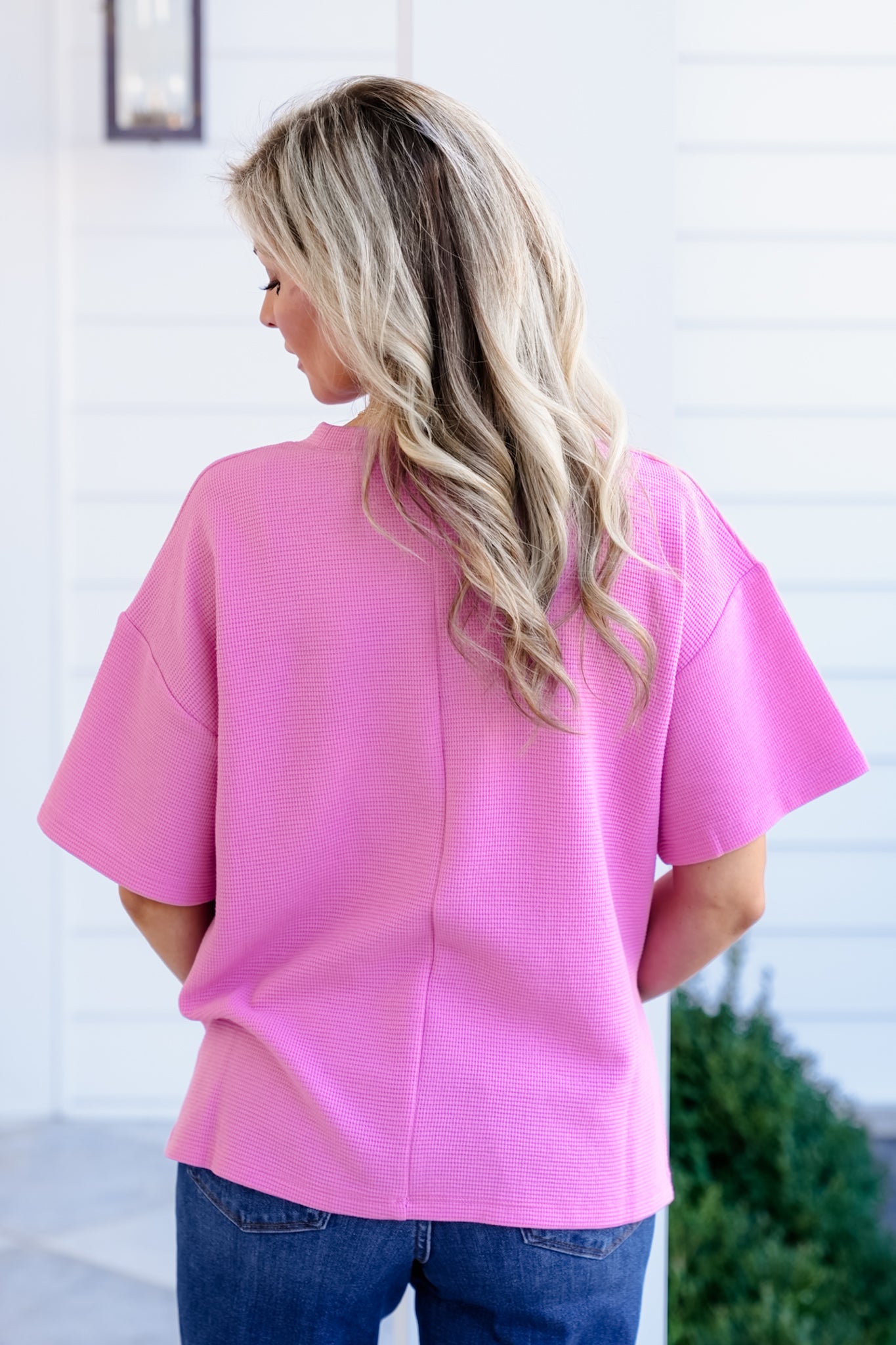 Poppy Day Door Buster! Plus/Reg Zenana Double Knit Side Slits Hi Low Short Sleeve Top