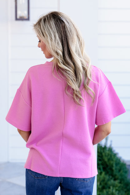 Poppy Day Door Buster! Plus/Reg Zenana Double Knit Side Slits Hi Low Short Sleeve Top