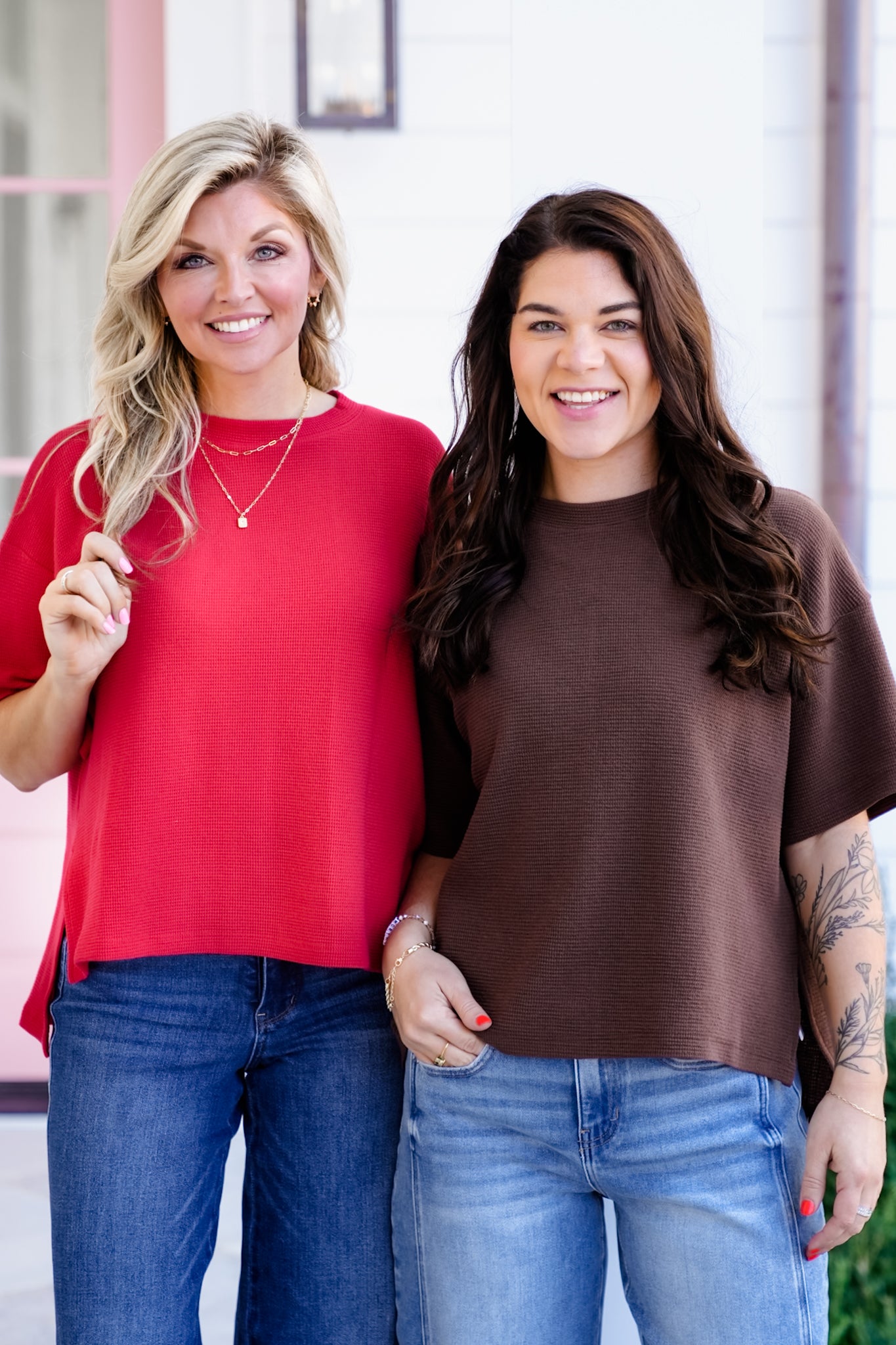 Poppy Day Door Buster! Plus/Reg Zenana Double Knit Side Slits Hi Low Short Sleeve Top