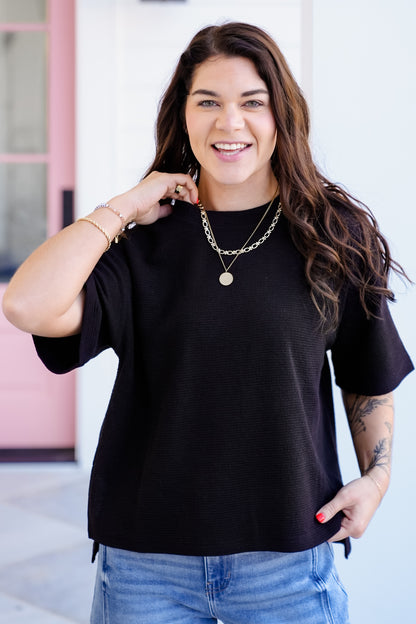 Poppy Day Door Buster! Plus/Reg Zenana Double Knit Side Slits Hi Low Short Sleeve Top