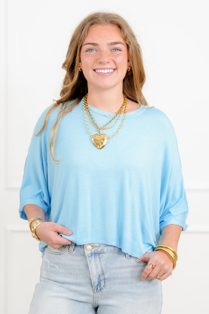 Door Buster! Short Dolman Sleeve Crew Neck High-Lo Top