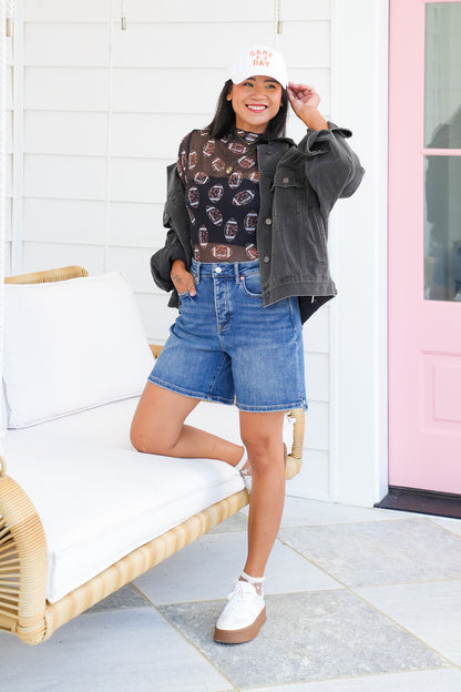 Leopard Football Printed Mesh Layering Top