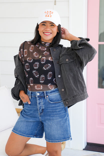 Leopard Football Printed Mesh Layering Top