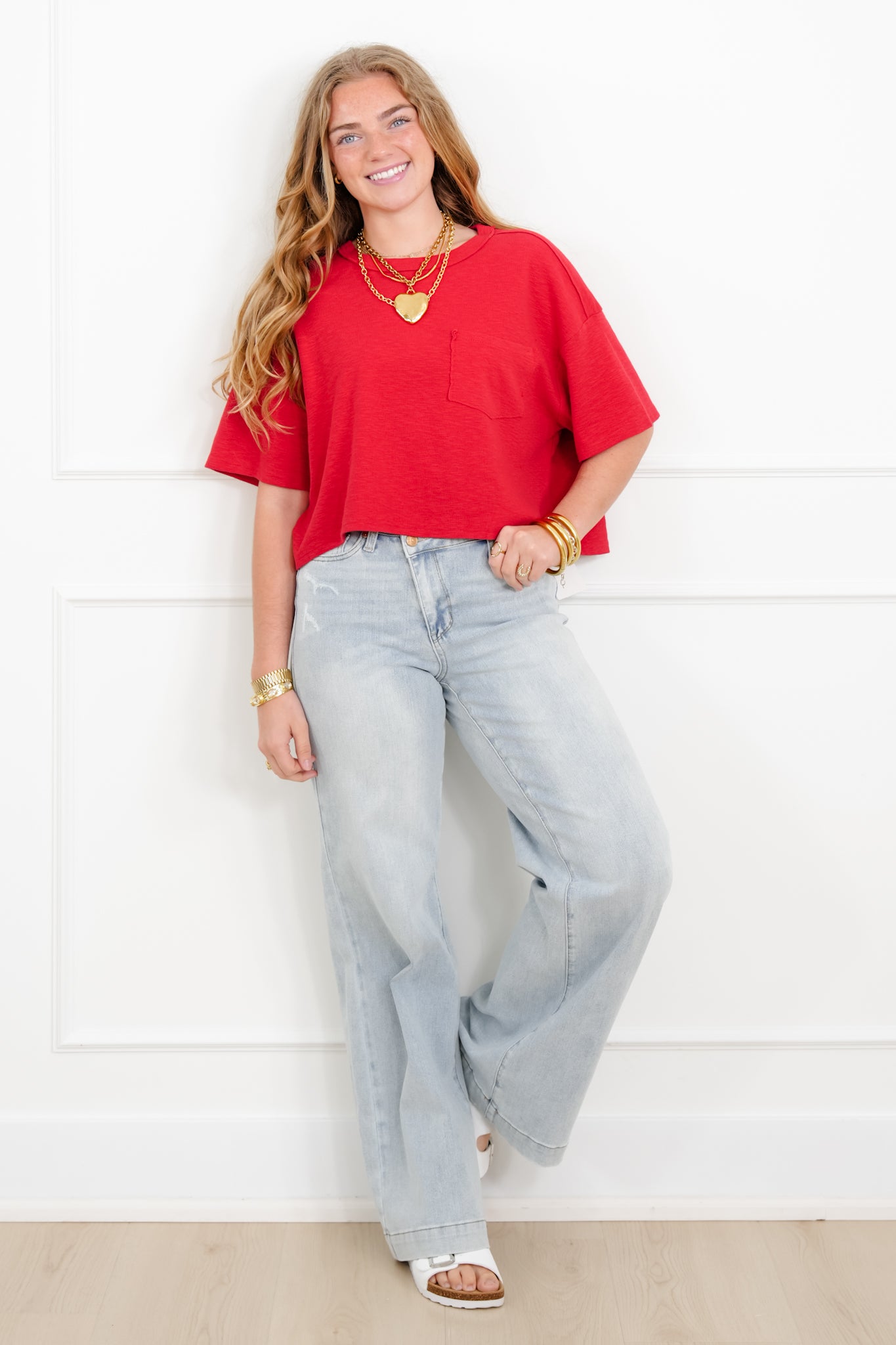 Short Sleeve Crew Neck Boxy Top with Chest Pocket