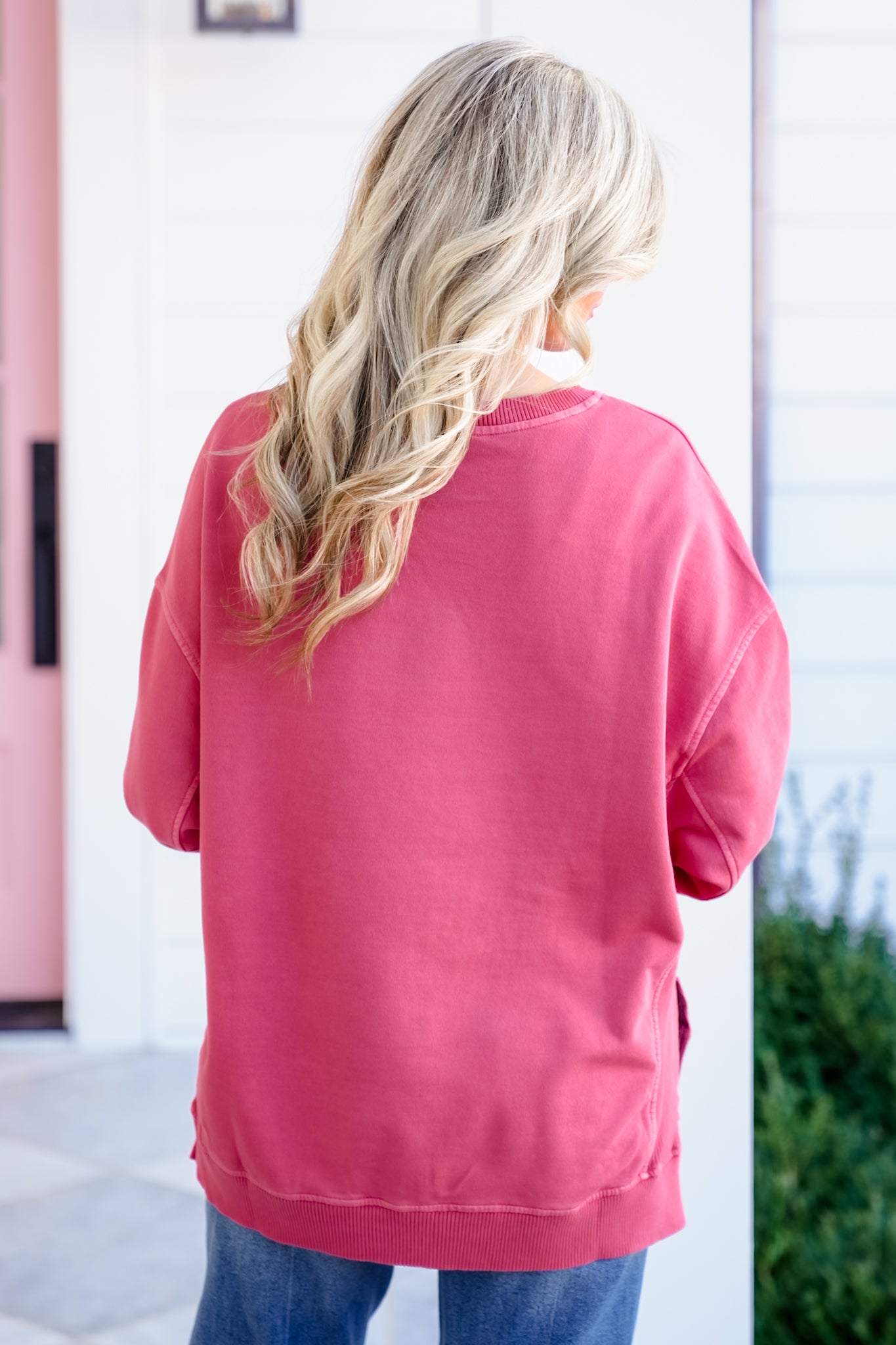 Poppy Day Door Buster! Plus/Reg Zenana French Terry Pigment Dye & Enzyme Washing Pullover