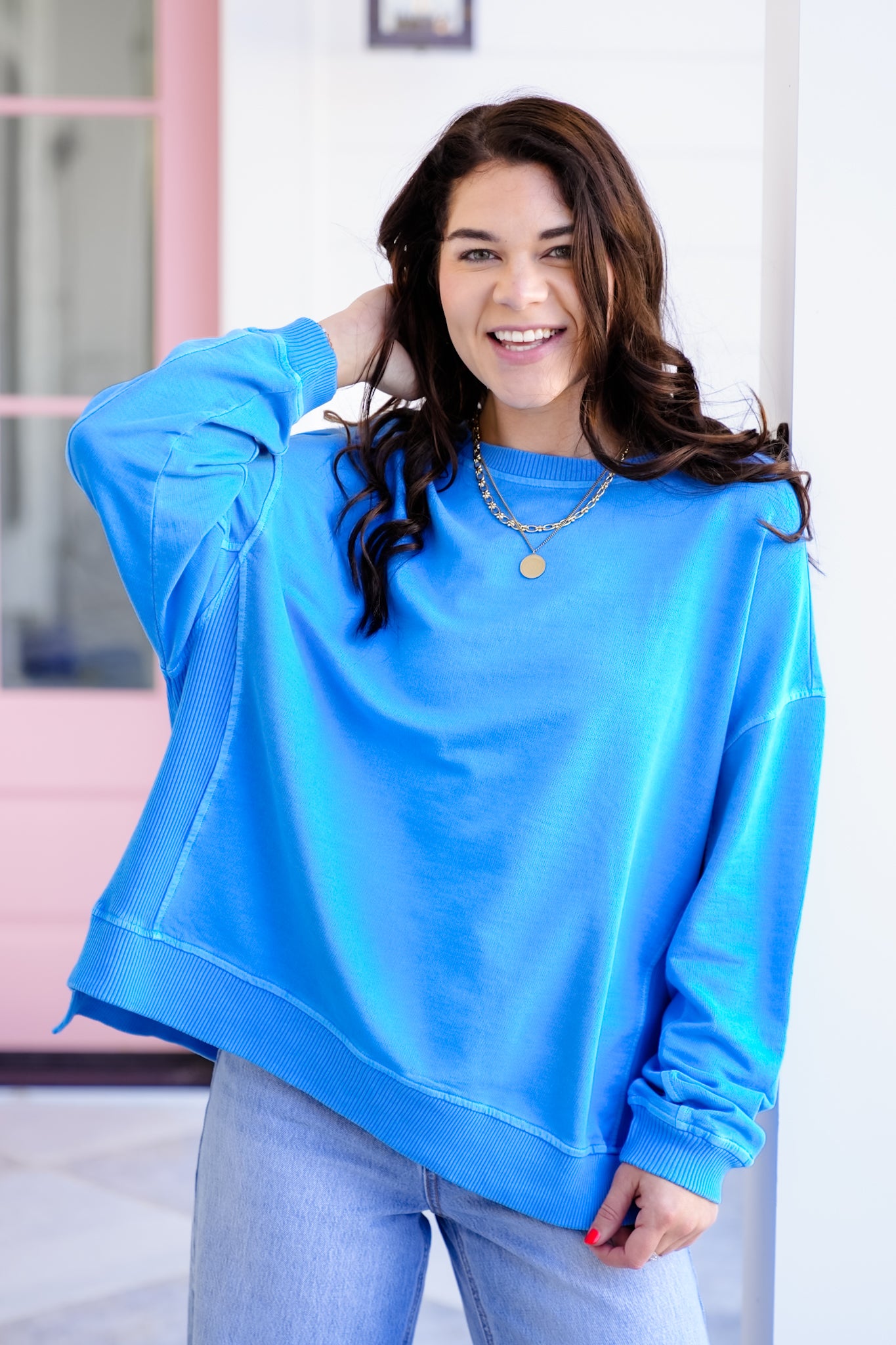 Poppy Day Door Buster! Plus/Reg Zenana French Terry Pigment Dye & Enzyme Washing Pullover