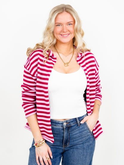 Ribbed V-Neck Padded Tank Top - Freckled Poppy
