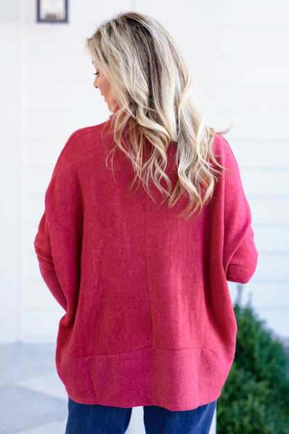 Poppy Day Door Buster! Plus/Reg Zenana Brushed Melange Hacci Turtleneck Sweater