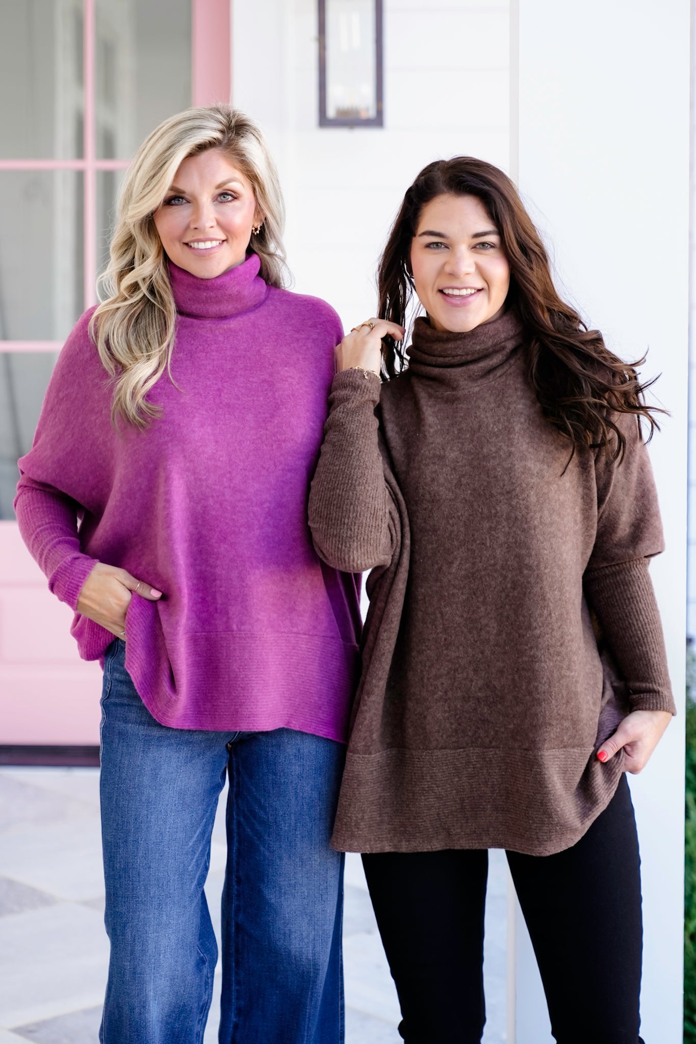 Poppy Day Door Buster! Plus/Reg Zenana Brushed Melange Hacci Turtleneck Sweater