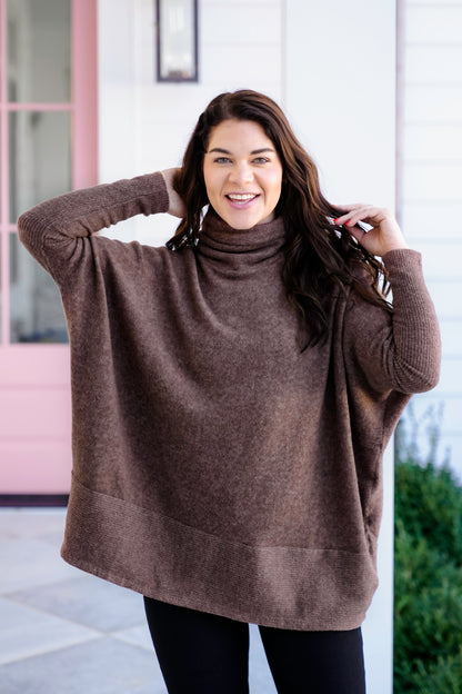 Poppy Day Door Buster! Plus/Reg Zenana Brushed Melange Hacci Turtleneck Sweater