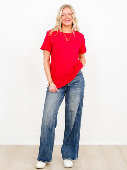 Door Buster! Zenana Cotton Boyfriend Round Neck Tee