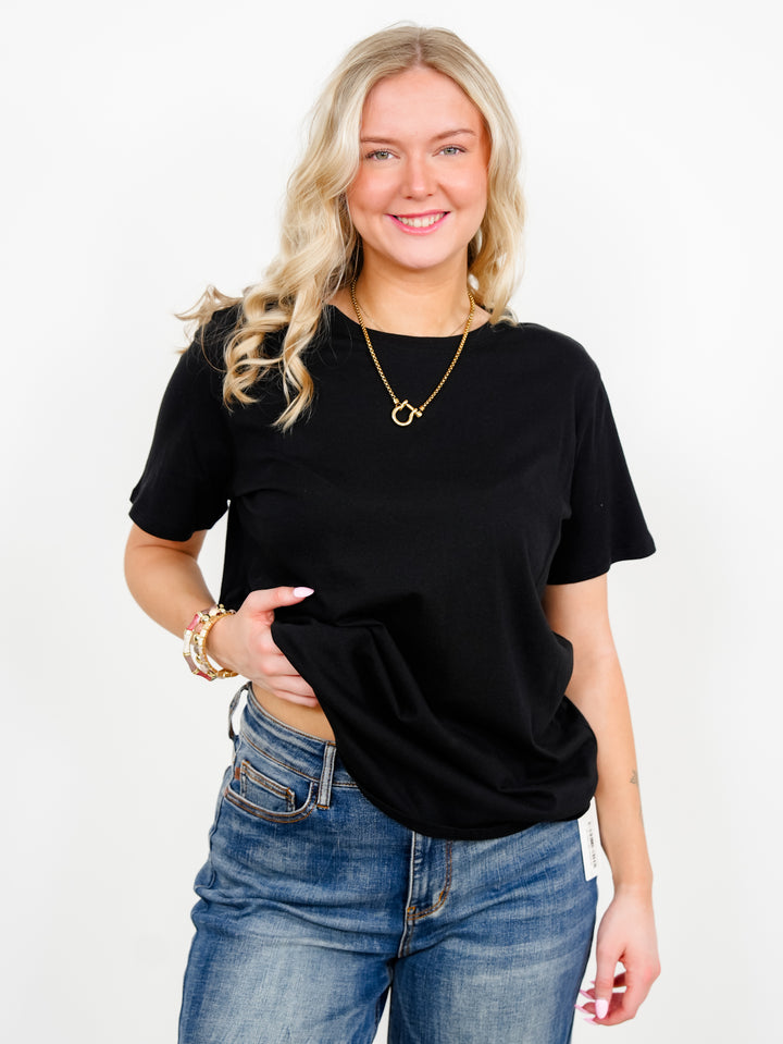 Door Buster! Zenana Cotton Boyfriend Round Neck Tee - Freckled Poppy