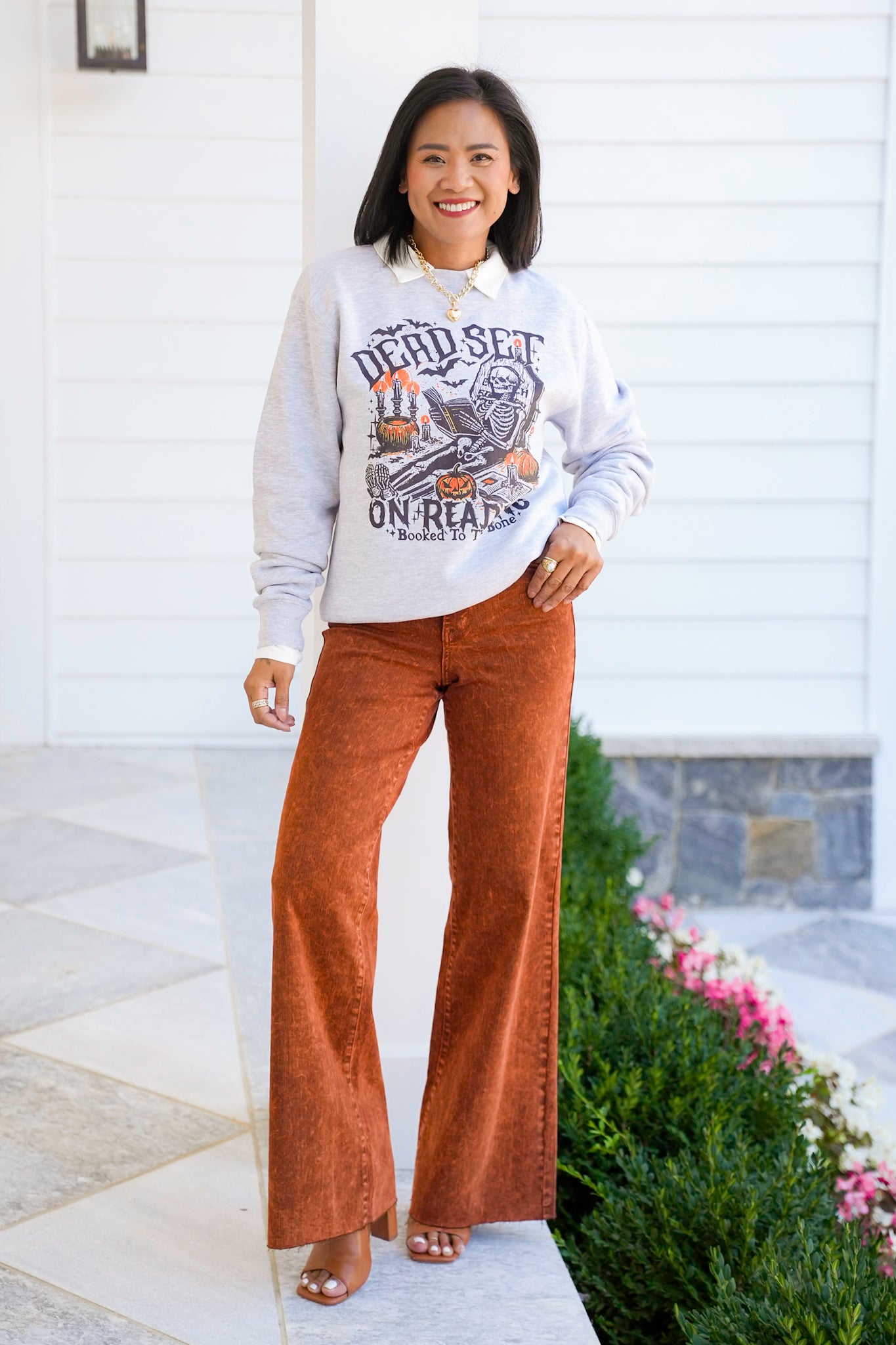 Plus/Reg Long Sleeve "Dead Set On Reading" Graphic Sweatshirt