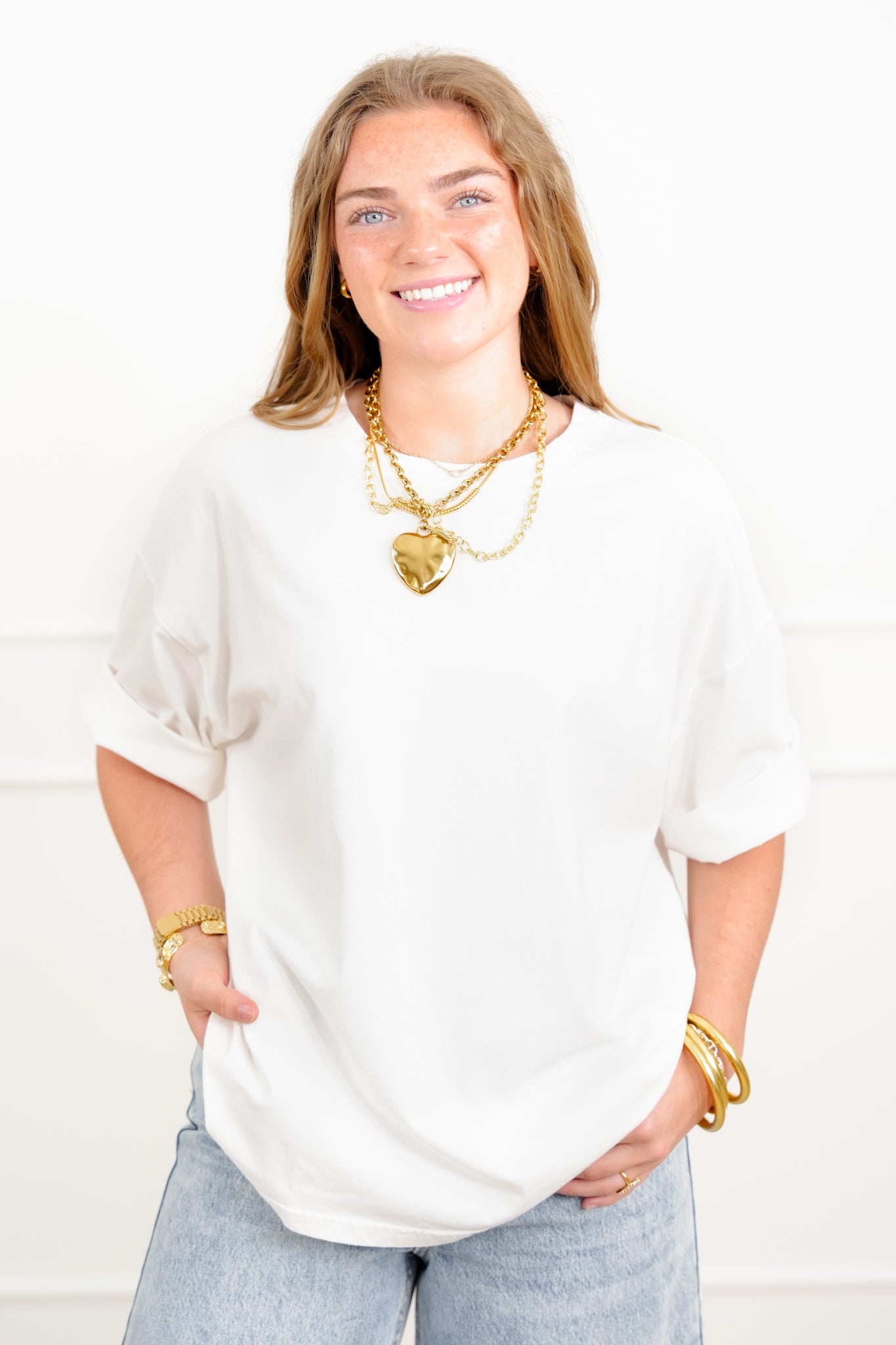 Solid Color Short Sleeve Crew Neck Top