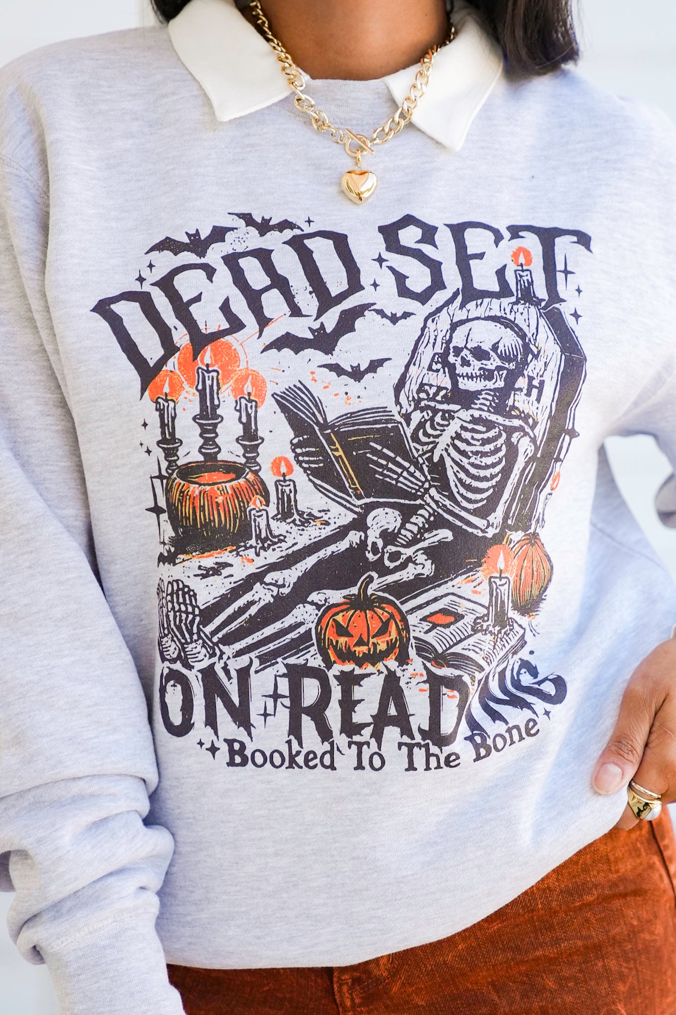 Plus/Reg Long Sleeve "Dead Set On Reading" Graphic Sweatshirt