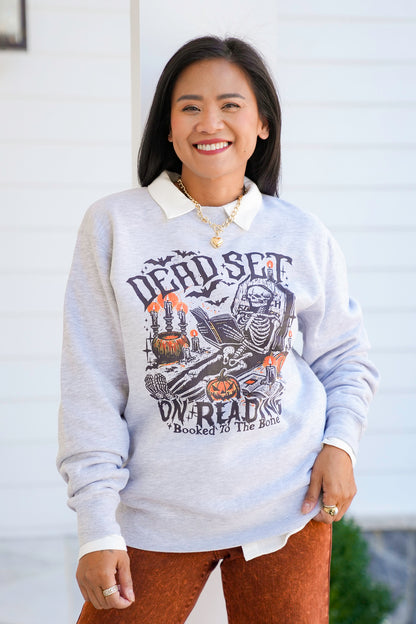 Plus/Reg Long Sleeve "Dead Set On Reading" Graphic Sweatshirt