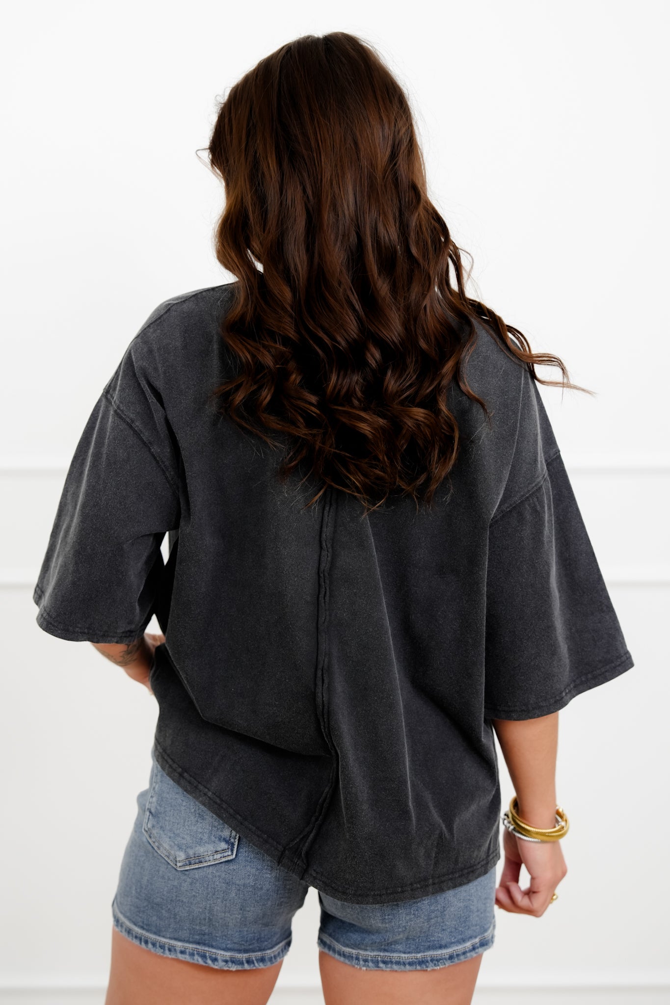 Solid Color Short Sleeve Crew Neck Top