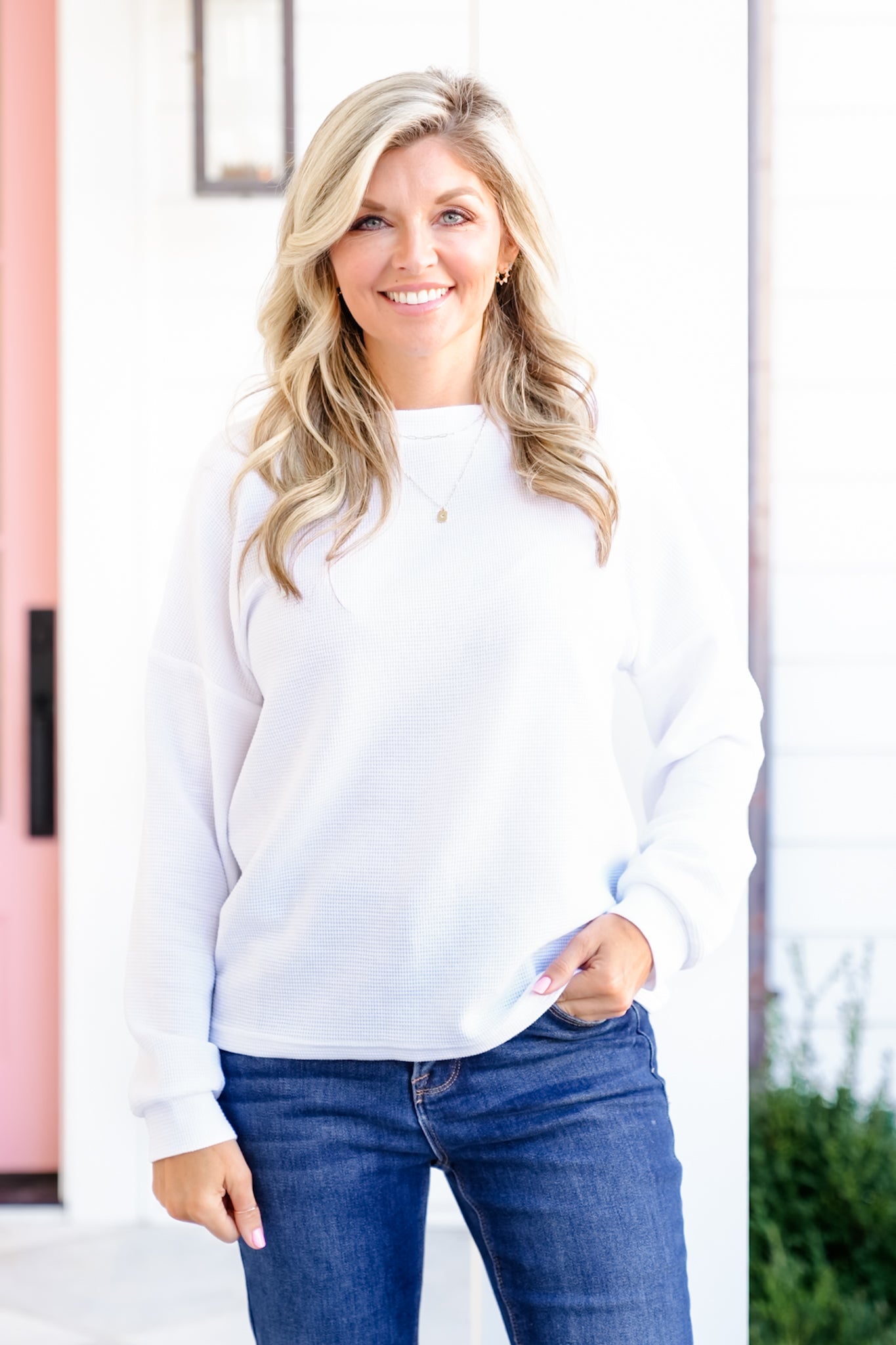 Poppy Day Door Buster! Zenana Double Knit Round Neck Long Sleeve Top