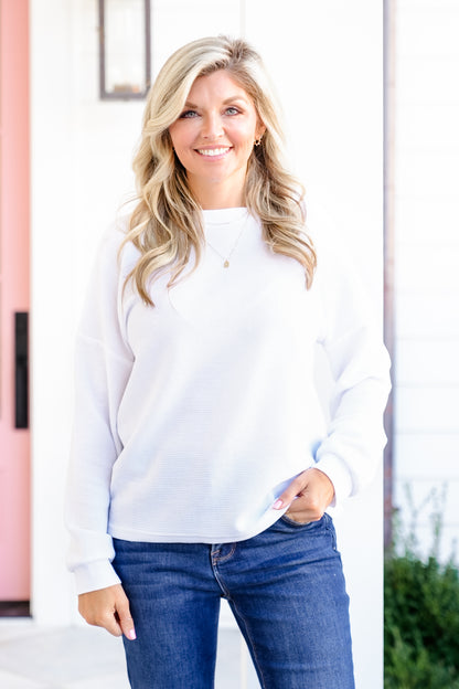 Poppy Day Door Buster! Zenana Double Knit Round Neck Long Sleeve Top