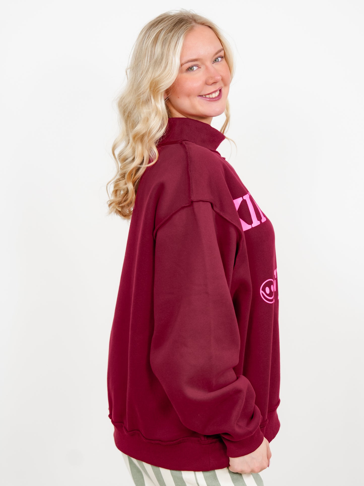 Reversible Long Sleeve "Kindness is Free" Mock Neck Sweatshirt