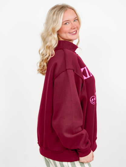 Reversible Long Sleeve "Kindness is Free" Mock Neck Sweatshirt