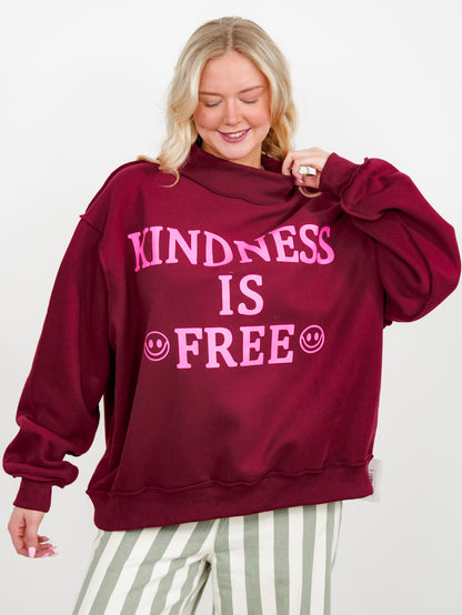 Reversible Long Sleeve "Kindness is Free" Mock Neck Sweatshirt