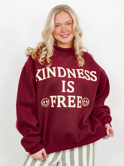 Reversible Long Sleeve "Kindness is Free" Mock Neck Sweatshirt