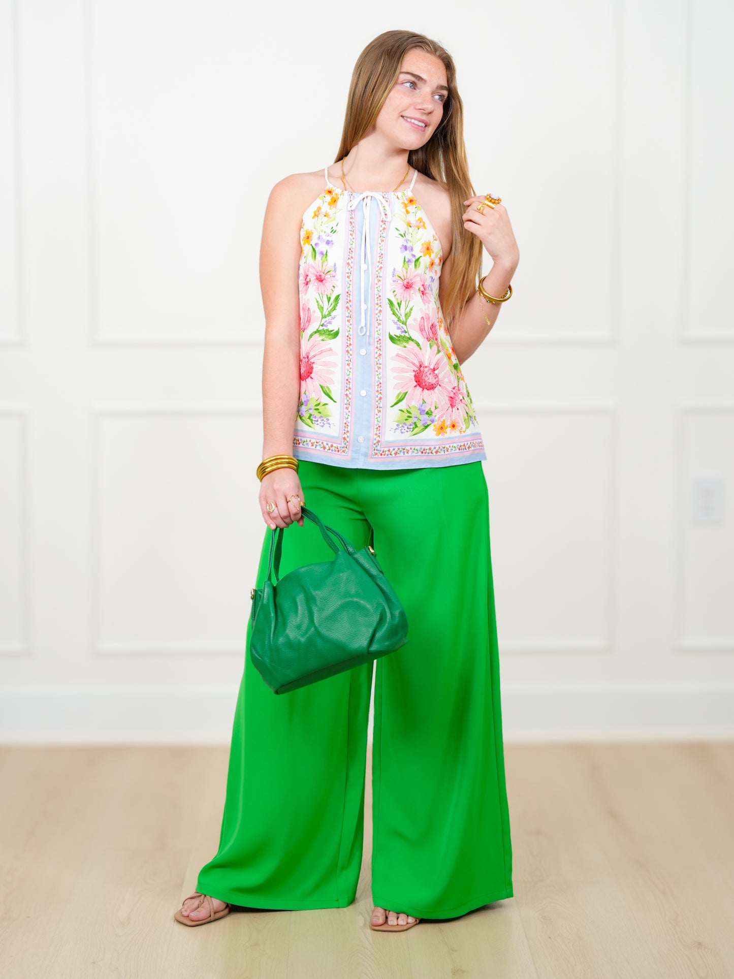 Floral Pattern Halter Neck Top
