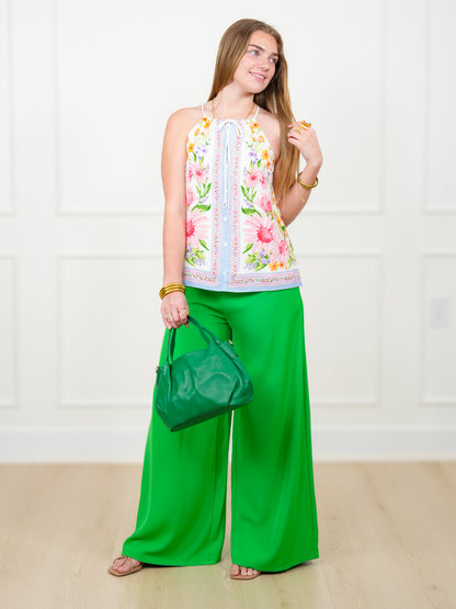 Floral Pattern Halter Neck Top