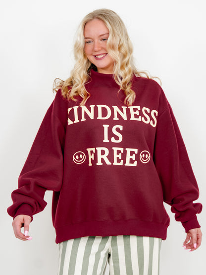 Reversible Long Sleeve "Kindness is Free" Mock Neck Sweatshirt