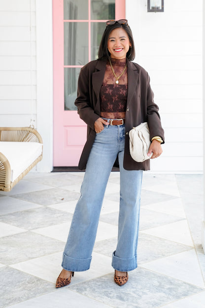 Lace Sleeveless Mock Neck Top