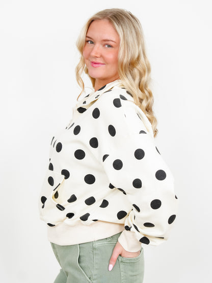 Long Sleeve Polka Dot Half Zip Up Sweatshirt