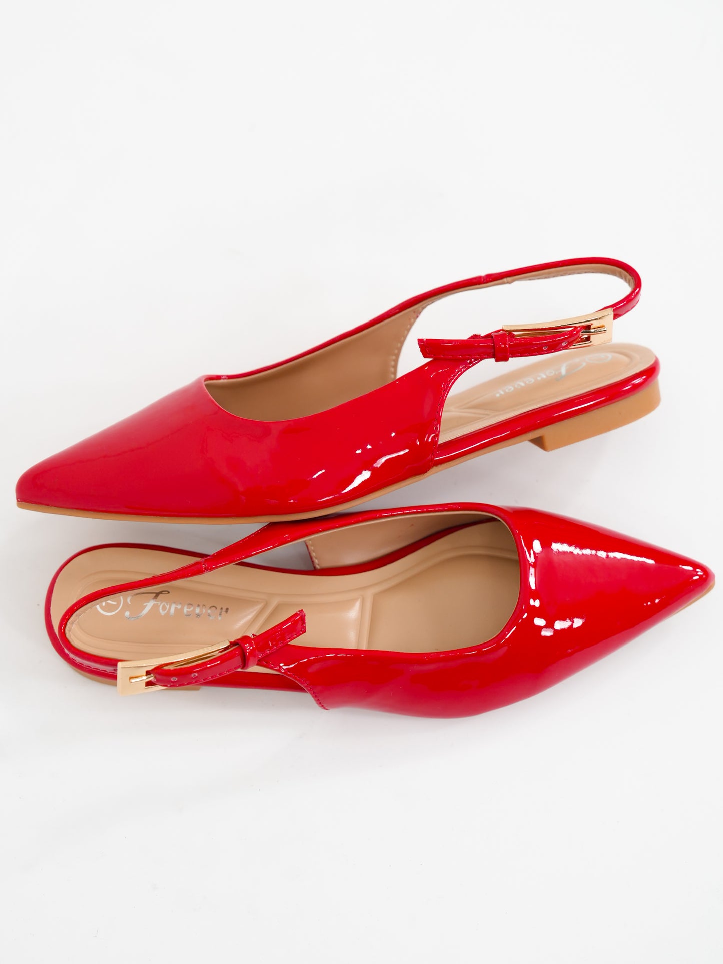 Patent Leather Pointed Toe Slingback Flats